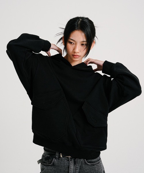 NO NEED(ノーニード)の「【PUNCHLINE】Big Pocket Pigment Hoodie/JJHD9162(スウェット・メンズ・ブラック/ベージュ/パープル/ダークグレー・L/M)」の5枚目の写真
