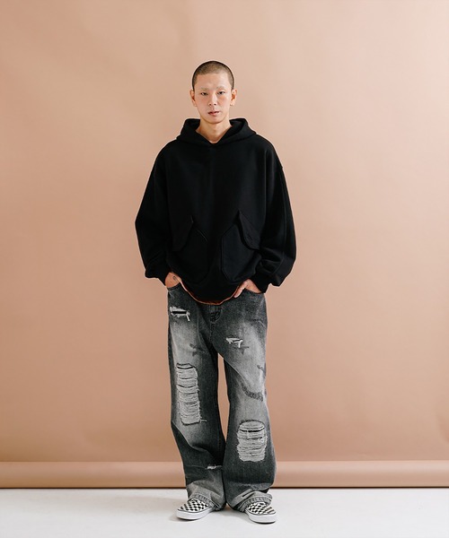 セール】【PUNCHLINE】Big Pocket Pigment Hoodie/JJHD9162