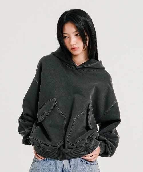 NO NEED(ノーニード)の「【PUNCHLINE】Big Pocket Pigment Hoodie/JJHD9162(スウェット・メンズ・ブラック/ベージュ/パープル/ダークグレー・L/M)」の10枚目の写真