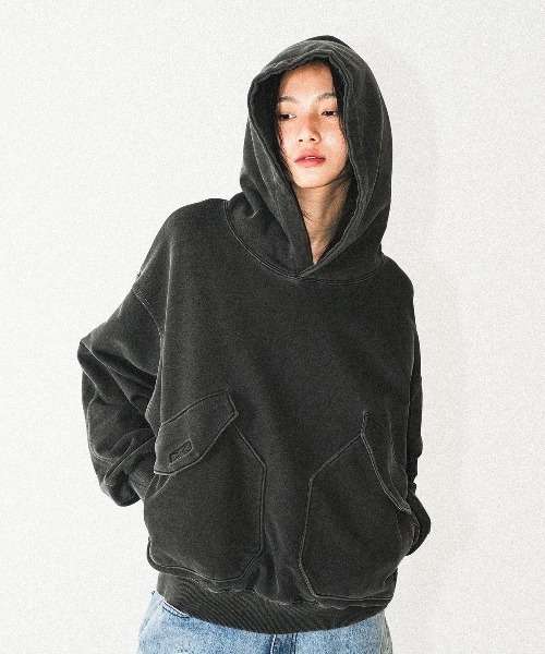 NO NEED(ノーニード)の「【PUNCHLINE】Big Pocket Pigment Hoodie/JJHD9162(スウェット・メンズ・ブラック/ベージュ/パープル/ダークグレー・L/M)」の11枚目の写真