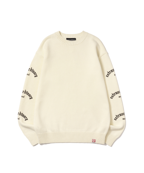 EXTRAORDINARY(エクストラオーディナリー)の「EX GOTHIC LOGO SWEATER IVORY(ニット/セーター・メンズ・その他・LARGE/X-LARGE/MEDIUM)」の2枚目の写真