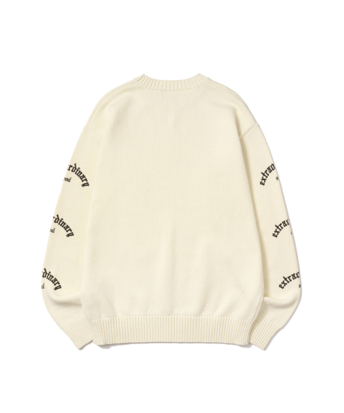 EXTRAORDINARY(エクストラオーディナリー)の「EX GOTHIC LOGO SWEATER IVORY(ニット/セーター・メンズ・その他・LARGE/X-LARGE/MEDIUM)」の3枚目の写真
