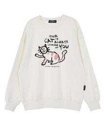 ドゥドゥルキャット オーバーサイズ ドロップショルダー スウェット_ホワイト