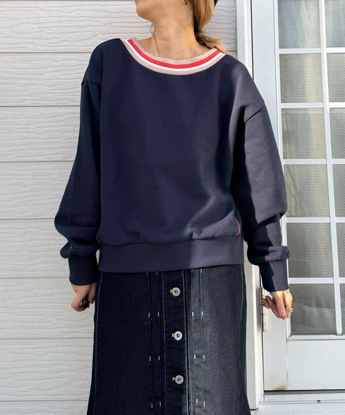 Q(キュー)の「リブネックオープンZIP トップス(カーディガン/ボレロ・レディース・杢グレー/ネイビー・MEDIUM)」の12枚目の写真