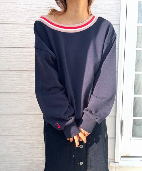 Q(キュー)の「リブネックオープンZIP トップス(カーディガン/ボレロ・レディース・杢グレー/ネイビー・MEDIUM)」の14枚目の写真