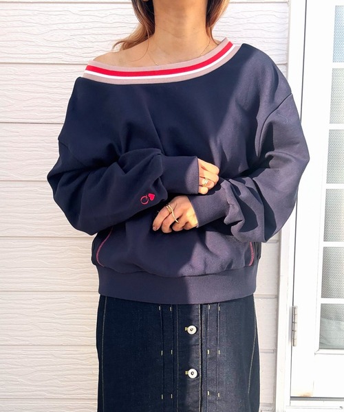 Q(キュー)の「リブネックオープンZIP トップス(カーディガン/ボレロ・レディース・杢グレー/ネイビー・MEDIUM)」の15枚目の写真