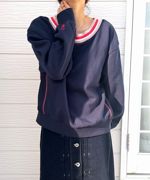 Q(キュー)の「リブネックオープンZIP トップス(カーディガン/ボレロ・レディース・杢グレー/ネイビー・MEDIUM)」の13枚目の写真