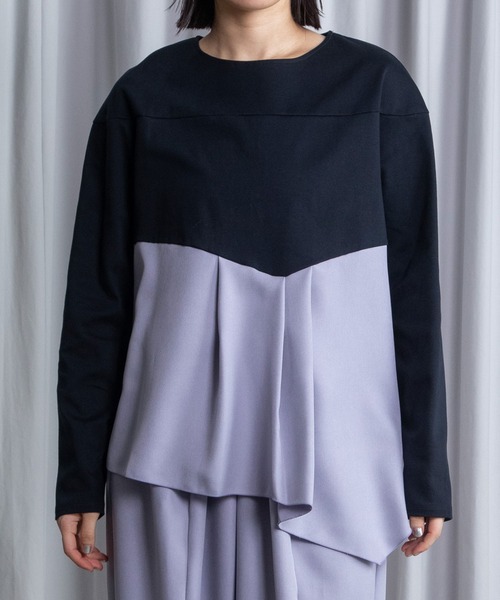 MARECHAL TERRE(マルシャルテル)の「ドッキングプルオーバー(Tシャツ/カットソー・レディース・ブラック/グレー/サンドベージュ/ラベンダー・MEDIUM)」の1枚目の写真