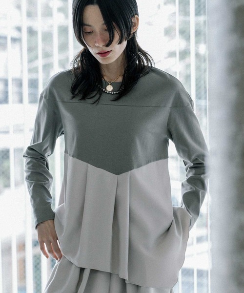 MARECHAL TERRE(マルシャルテル)の「ドッキングプルオーバー(Tシャツ/カットソー・レディース・ブラック/グレー/サンドベージュ/ラベンダー・MEDIUM)」の4枚目の写真