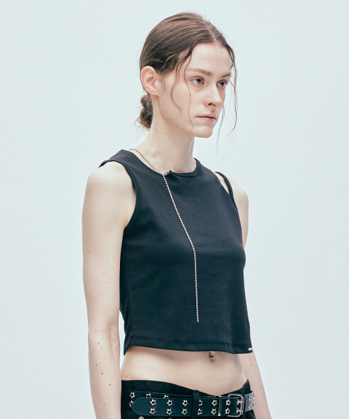 S SY(エスエスワイ)の「ラップハートチェーンスリーブレスブラック(Tシャツ/カットソー・レディース・その他・SMALL/MEDIUM)」の2枚目の写真