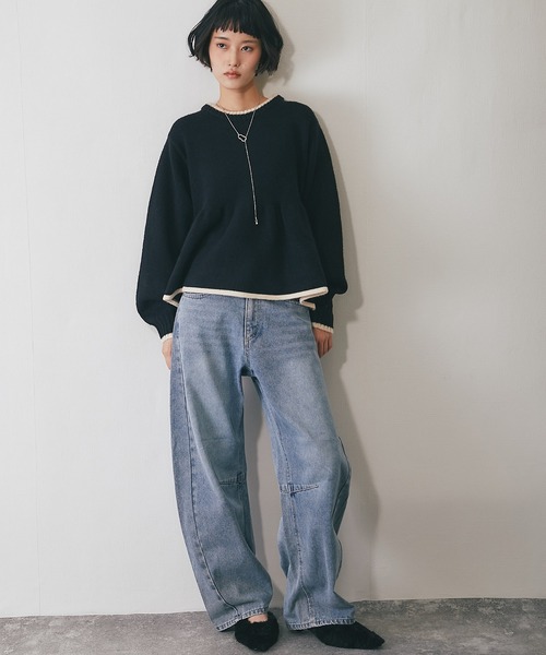 ANOTHER S（アナザーエス）の「コクーンシルエットデニムパンツ（デニムパンツ・レディース・ブルー/ブラック・FREE）」の7枚目の写真