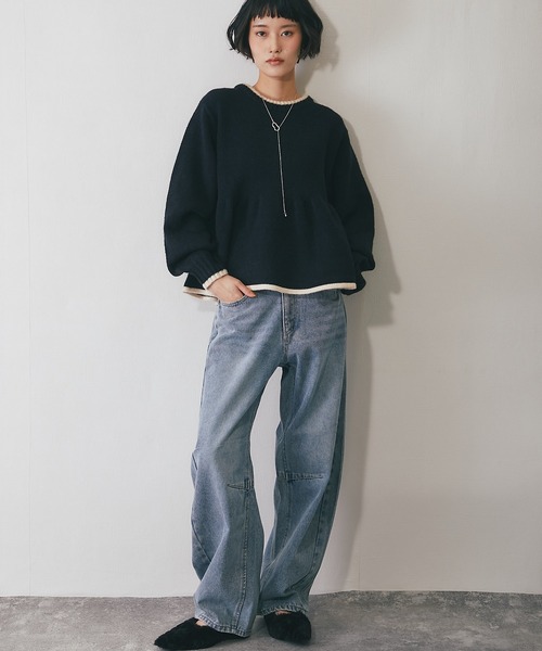 ANOTHER S（アナザーエス）の「コクーンシルエットデニムパンツ（デニムパンツ・レディース・ブルー/ブラック・FREE）」の4枚目の写真