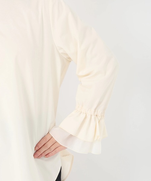 STRAWBERRY-FIELDS(ストロベリーフィールズ)の「ミルキータフタ*フローラクロス_袖コンシャスシャツブラウス(シャツ/ブラウス・レディース・キナリ/ブラック・2)」の12枚目の写真