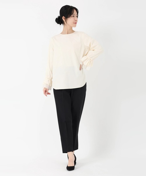 STRAWBERRY-FIELDS(ストロベリーフィールズ)の「ミルキータフタ*フローラクロス_袖コンシャスシャツブラウス(シャツ/ブラウス・レディース・キナリ/ブラック・2)」の5枚目の写真