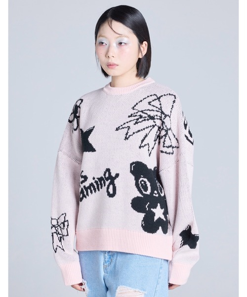 Little sunny bite（リトルサニーバイト）の「《Little Sunny Bite》little sunny bite x Humberto Cruz knit top（ニット/セーター・レディース・ブラック/ピンク・MEDIUM）」の2枚目の写真