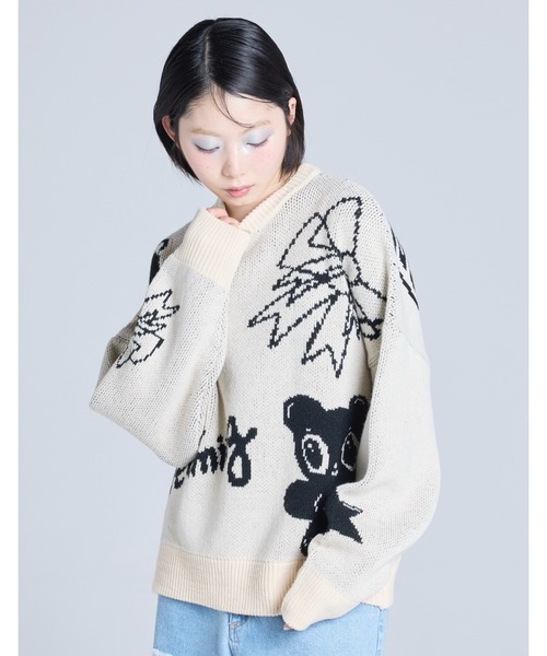 Little sunny bite（リトルサニーバイト）の「《Little Sunny Bite》little sunny bite x Humberto Cruz knit top（ニット/セーター・レディース・ブラック/ピンク・MEDIUM）」の4枚目の写真