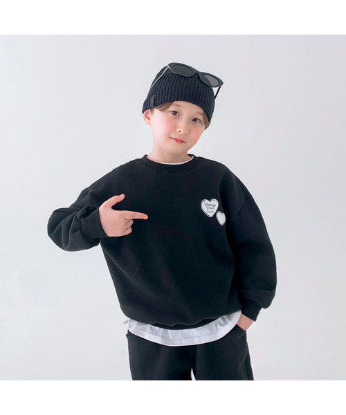 BERRYCLOSET（ベリークローゼット）の「[裏起毛] ハートシグナルスウェット（スウェット・レディース・ライトグレー/ブラック・11号/13号/7号/09号）」の2枚目の写真