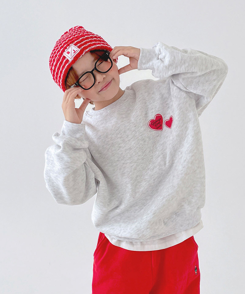 BERRYCLOSET（ベリークローゼット）の「[裏起毛] ハートシグナルスウェット（スウェット・レディース・ライトグレー/ブラック・11号/13号/7号/09号）」の6枚目の写真