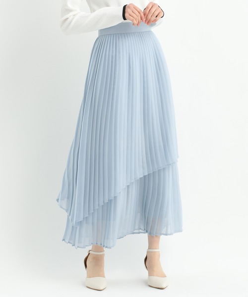 Andemiu（アンデミュウ）の「プリーツティアードスカート632906（スカート・レディース・アイボリー/ブラック/ホワイト/ライトブルー・FREE）」の4枚目の写真