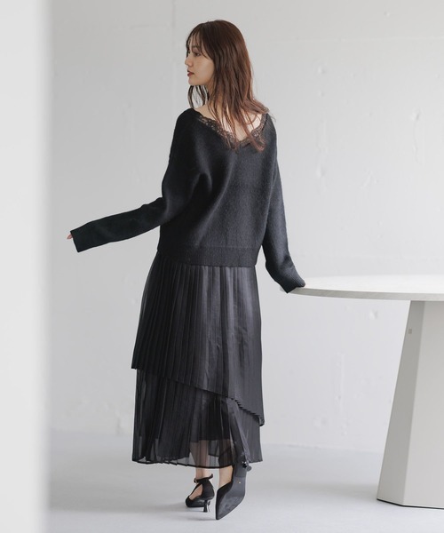 Andemiu（アンデミュウ）の「プリーツティアードスカート632906（スカート・レディース・アイボリー/ブラック/ホワイト/ライトブルー・FREE）」の8枚目の写真