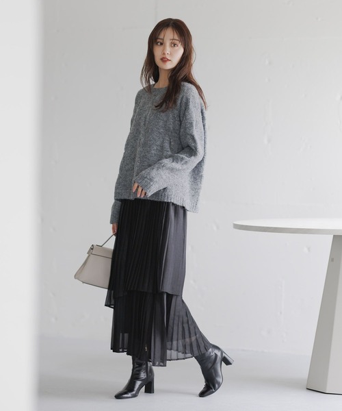 Andemiu（アンデミュウ）の「プリーツティアードスカート632906（スカート・レディース・アイボリー/ブラック/ホワイト/ライトブルー・FREE）」の11枚目の写真