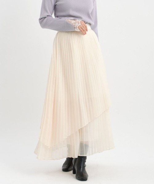 Andemiu（アンデミュウ）の「プリーツティアードスカート632906（スカート・レディース・アイボリー/ブラック/ホワイト/ライトブルー・FREE）」の17枚目の写真