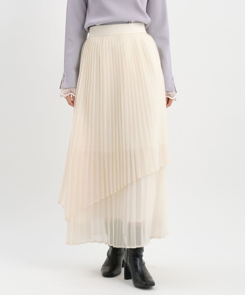 Andemiu（アンデミュウ）の「プリーツティアードスカート632906（スカート・レディース・アイボリー/ブラック/ホワイト/ライトブルー・FREE）」の18枚目の写真
