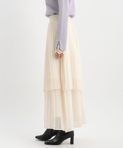 Andemiu（アンデミュウ）の「プリーツティアードスカート632906（スカート・レディース・アイボリー/ブラック/ホワイト/ライトブルー・FREE）」の19枚目の写真