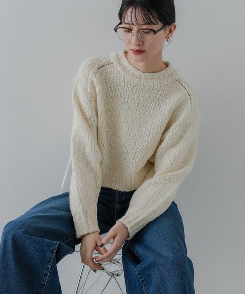 URBAN RESEARCH（アーバンリサーチ）の「バルキーブークレニット（ニット/セーター・レディース・オフホワイト/ブラック系その他/ピンク・FREE）」の5枚目の写真