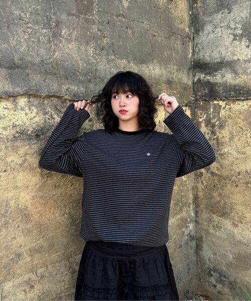 SLOW RECORD HOUSE(スローレコードハウス)の「ストライプロングスリーブ_ブラック(Tシャツ/カットソー・レディース・その他・MEDIUM/LARGE)」の8枚目の写真