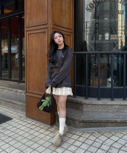 SLOW RECORD HOUSE(スローレコードハウス)の「ストライプロングスリーブ_ブラック(Tシャツ/カットソー・レディース・その他・MEDIUM/LARGE)」の5枚目の写真