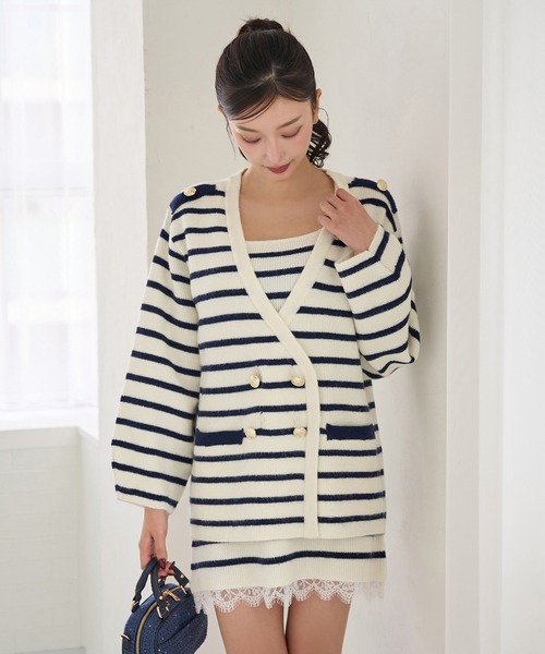 Seemi. byNICECLAUP（ シーミーバイナイスクラップ）の「【Seemi.】2枚セットニットワンピース（ワンピース・レディース・ホワイト×ピンク/ネイビー×ホワイト/ホワイト×ブラック・FREE）」の6枚目の写真