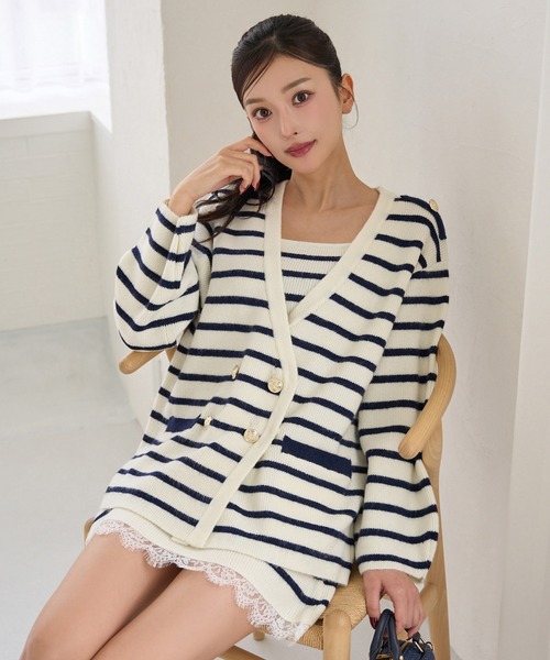 Seemi. byNICECLAUP（ シーミーバイナイスクラップ）の「【Seemi.】2枚セットニットワンピース（ワンピース・レディース・ホワイト×ピンク/ネイビー×ホワイト/ホワイト×ブラック・FREE）」の9枚目の写真