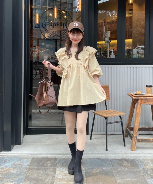 hinari【新品・未使用・タグ付き】ボリュームフリルブラウス ボリュームフリルブラウス（シャツ/ブラウス）｜hinari（ヒナリ）の