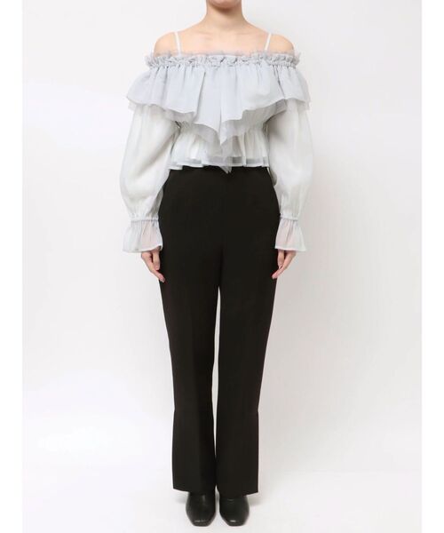 MERCURYDUO（マーキュリーデュオ）の「オフショルラッフルブラウス（シャツ/ブラウス・レディース・アイボリー/ピンク/ミント・FREE）」の7枚目の写真