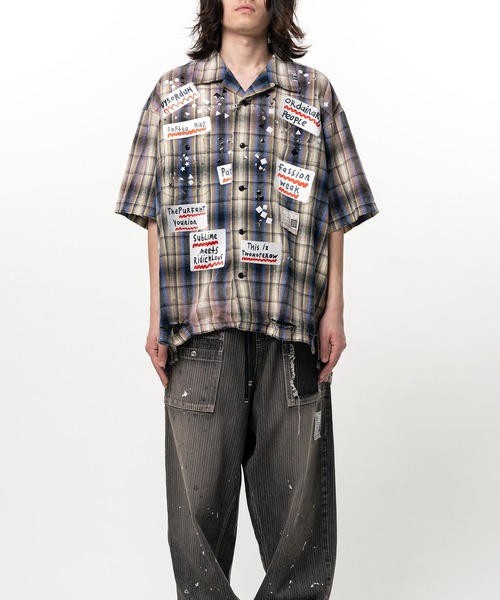 Maison MIHARA YASUHIRO(メゾンミハラヤスヒロ)の「Embellished Sticker Short Sleeve Check Shirt(シャツ/ブラウス・メンズ・ブラック/ピンク・46/44)」の9枚目の写真