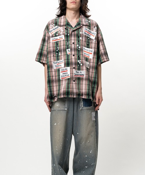Maison MIHARA YASUHIRO(メゾンミハラヤスヒロ)の「Embellished Sticker Short Sleeve Check Shirt(シャツ/ブラウス・メンズ・ブラック/ピンク・46/44)」の15枚目の写真