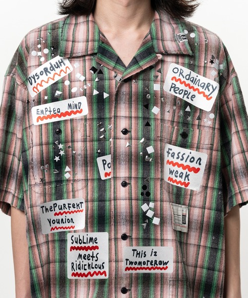 Maison MIHARA YASUHIRO(メゾンミハラヤスヒロ)の「Embellished Sticker Short Sleeve Check Shirt(シャツ/ブラウス・メンズ・ブラック/ピンク・46/44)」の18枚目の写真