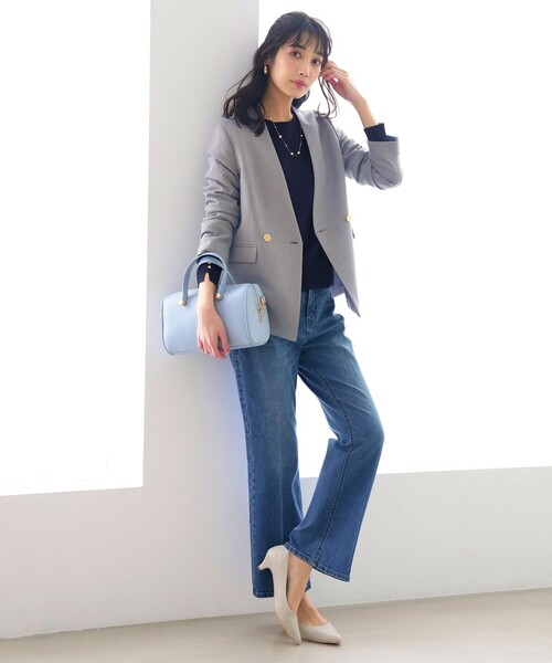 ANY SIS（エニィスィス）の「センタープレスセミフレア デニム（デニムパンツ・レディース・ネイビー系/ダルブルー系・X-SMALL）」の7枚目の写真