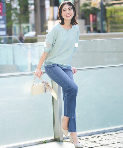 ANY SIS（エニィスィス）の「センタープレスセミフレア デニム（デニムパンツ・レディース・ネイビー系/ダルブルー系・X-SMALL）」の10枚目の写真