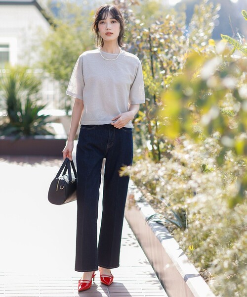 ANY SIS（エニィスィス）の「センタープレスセミフレア デニム（デニムパンツ・レディース・ネイビー系/ダルブルー系・X-SMALL）」の15枚目の写真