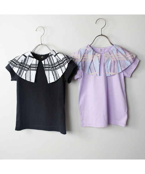 maarook(マルーク)の「シアーフリンジチェック衿天竺Tシャツ(Tシャツ/カットソー・キッズ・ブラック/パープル・130cm/120cm/110cm/100cm/90cm)」の9枚目の写真