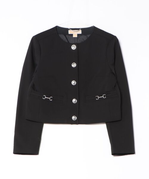 MICHAEL KORS(マイケルコース)の「ホースビット カラーレス ジャケット(ノーカラージャケット・レディース・ブラック・S/XS/L/M/XL)」の1枚目の写真