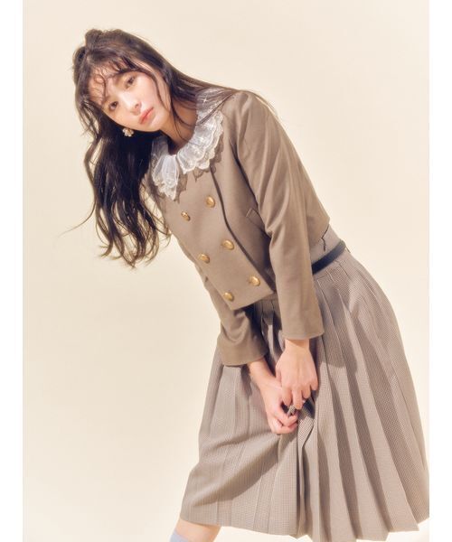 LILY BROWN(リリーブラウン)の「ベルト付きレースプリーツスカート(スカート・レディース・ベージュ/ネイビー/チェック・0/1)」の6枚目の写真