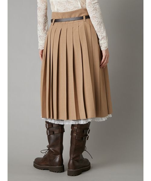 LILY BROWN(リリーブラウン)の「ベルト付きレースプリーツスカート(スカート・レディース・ベージュ/ネイビー/チェック・0/1)」の7枚目の写真