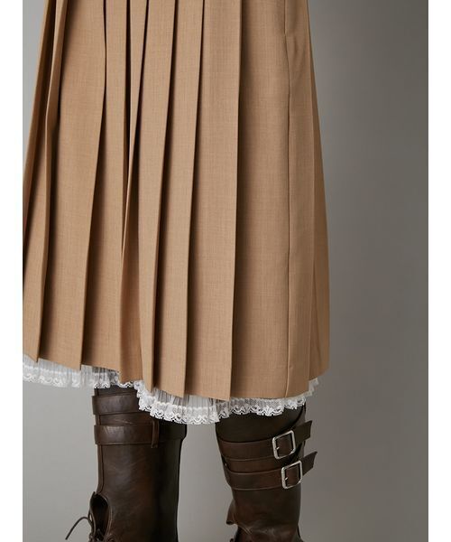 LILY BROWN(リリーブラウン)の「ベルト付きレースプリーツスカート(スカート・レディース・ベージュ/ネイビー/チェック・0/1)」の10枚目の写真