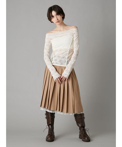 LILY BROWN(リリーブラウン)の「ベルト付きレースプリーツスカート(スカート・レディース・ベージュ/ネイビー/チェック・0/1)」の13枚目の写真