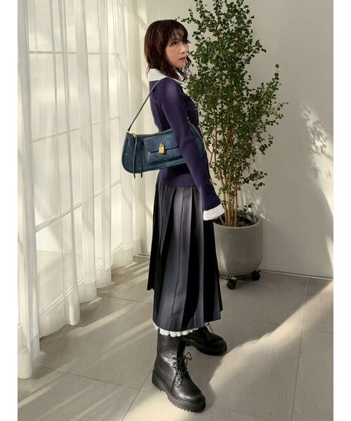 LILY BROWN(リリーブラウン)の「ベルト付きレースプリーツスカート(スカート・レディース・ベージュ/ネイビー/チェック・0/1)」の16枚目の写真