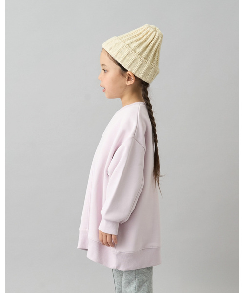 b・ROOM（ビールーム）の「【デイリースタンダードウェアシリーズ】【吸水速乾】ぷくっとオーバーサイズの配色ステッチスウェット（スウェット・キッズ・オフホワイト/トップグレー/パープル/ダークブラウン/ブラック/ブルーグレー/ライトピンク・150cm/130cm/100cm/140cm/120cm/110cm）」の7枚目の写真