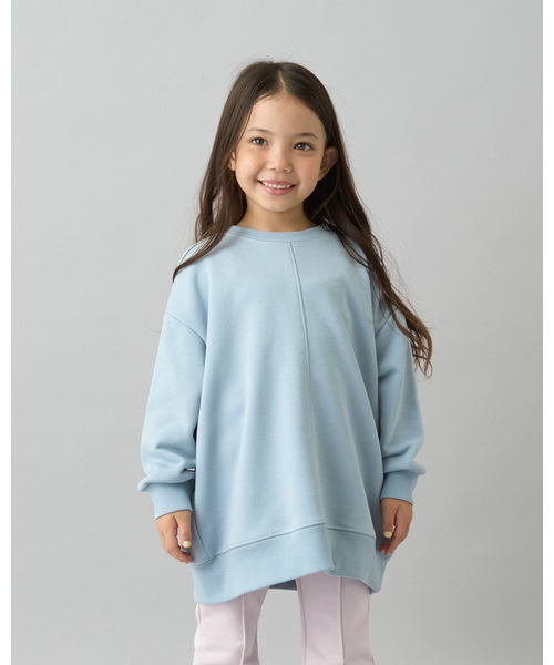 b・ROOM（ビールーム）の「【デイリースタンダードウェアシリーズ】【吸水速乾】ぷくっとオーバーサイズの配色ステッチスウェット（スウェット・キッズ・オフホワイト/トップグレー/パープル/ダークブラウン/ブラック/ブルーグレー/ライトピンク・150cm/130cm/100cm/140cm/120cm/110cm）」の3枚目の写真